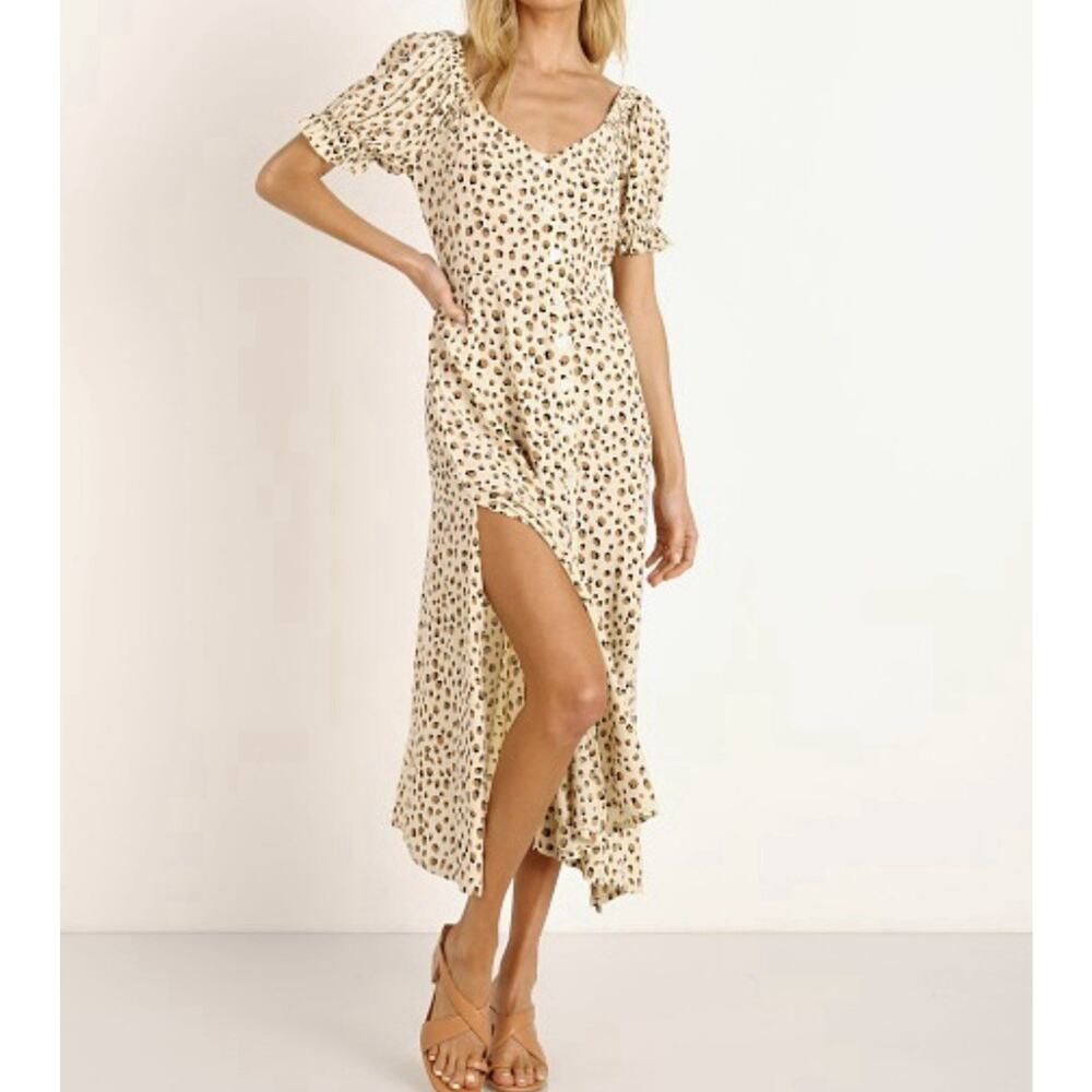 KIVARI Valentina Button Front Midi Dress Leopard Small Excellent - Picture 3 of 11